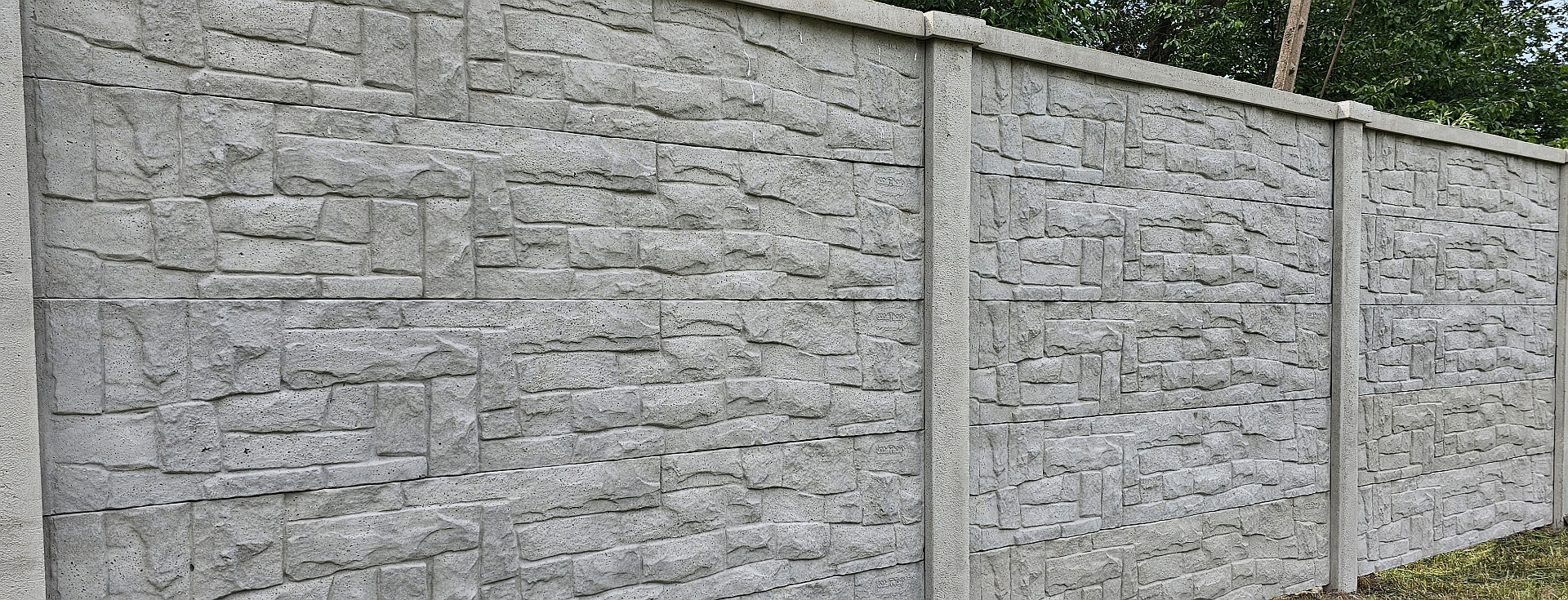 Betonzaun Sandstein beidseitig 3D/2D Platte 36x4,5x194cm